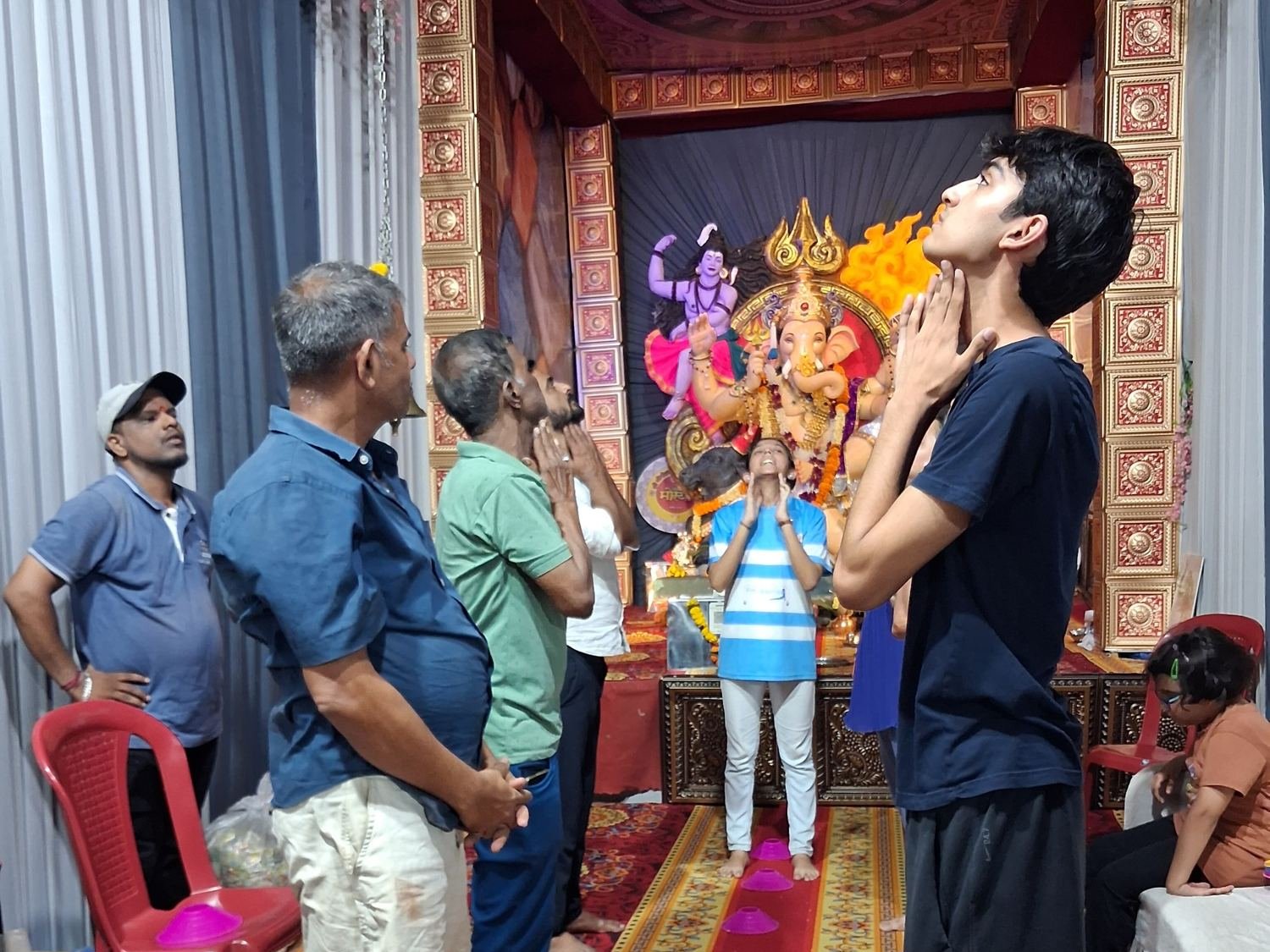 Leading a Gully Fitness session at a Ganpati pandal