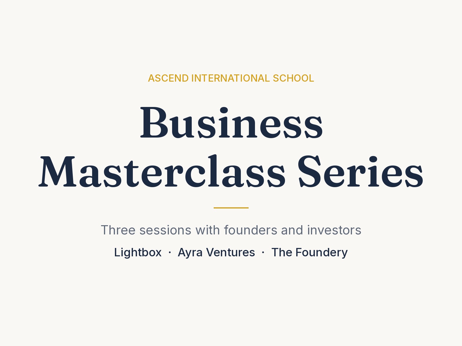 Business Masterclass Series